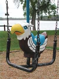 An eagle swing at the Lake DePue village park. The habitat for actual eagles has been badly degraded.
