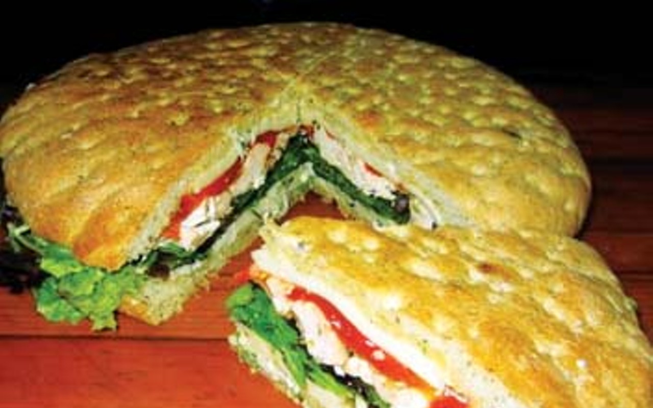 Pressed foccacia sandwich