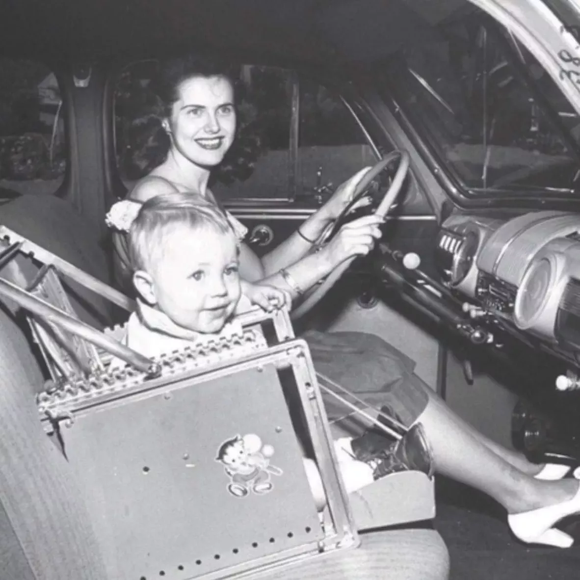Old time car seat, you want your little ones safer then this!
