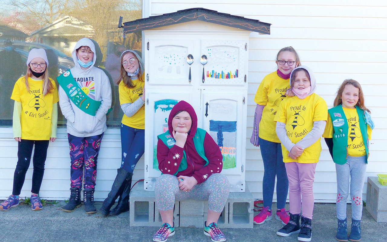 Girl Scout troop combines little library and micropantry