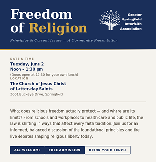 Image: Greater Springfield Interfaith Association: Freedom of Religion