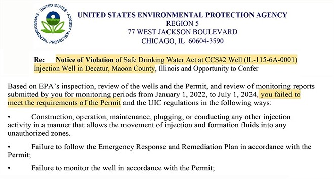 ADM carbon sequestration project violated Safe Drinking Water Act, per EPA